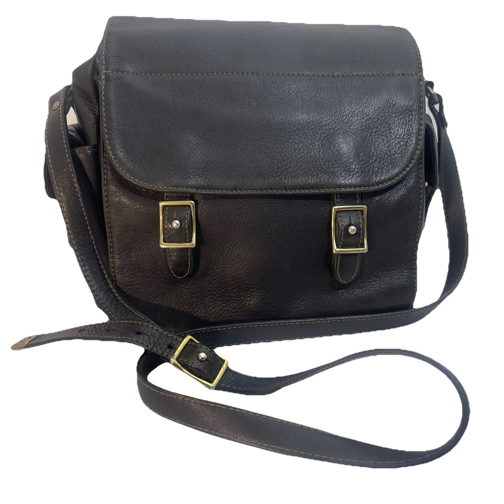 Vintage Fossil leather handbag Purse Black Shoulder Crossbody Heavy Duty Durable
